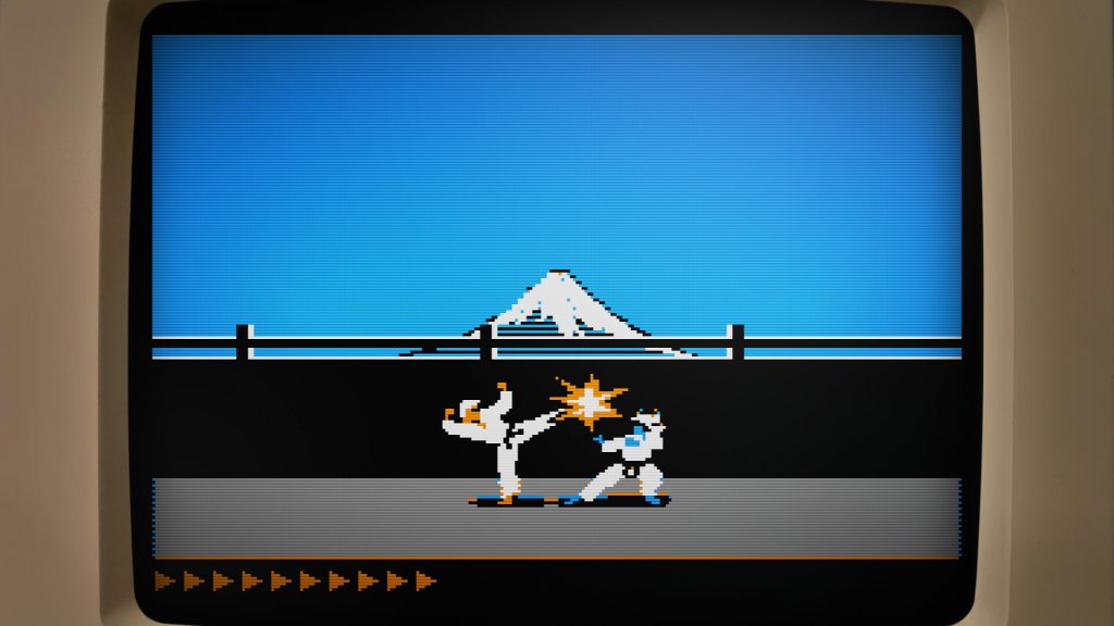 screenshot of Karateka of the guy kicking another guy