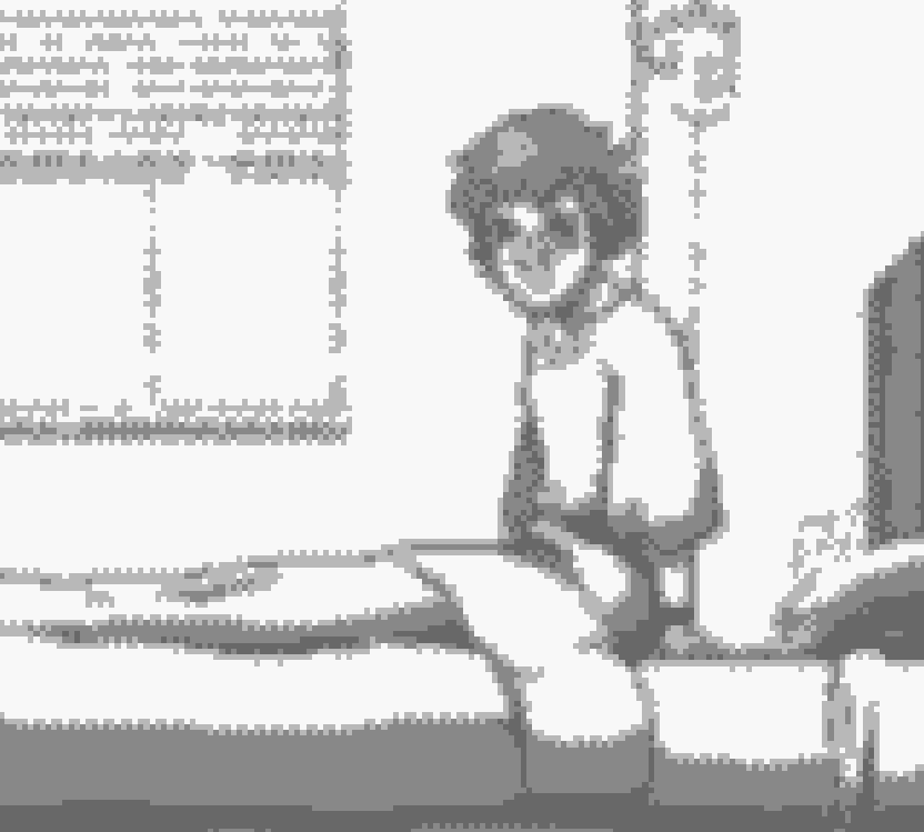screenshot from Dead Names showing a blurry image of someone sitting in bed