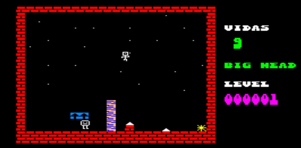zx spectrum screenshot of two people and a platform