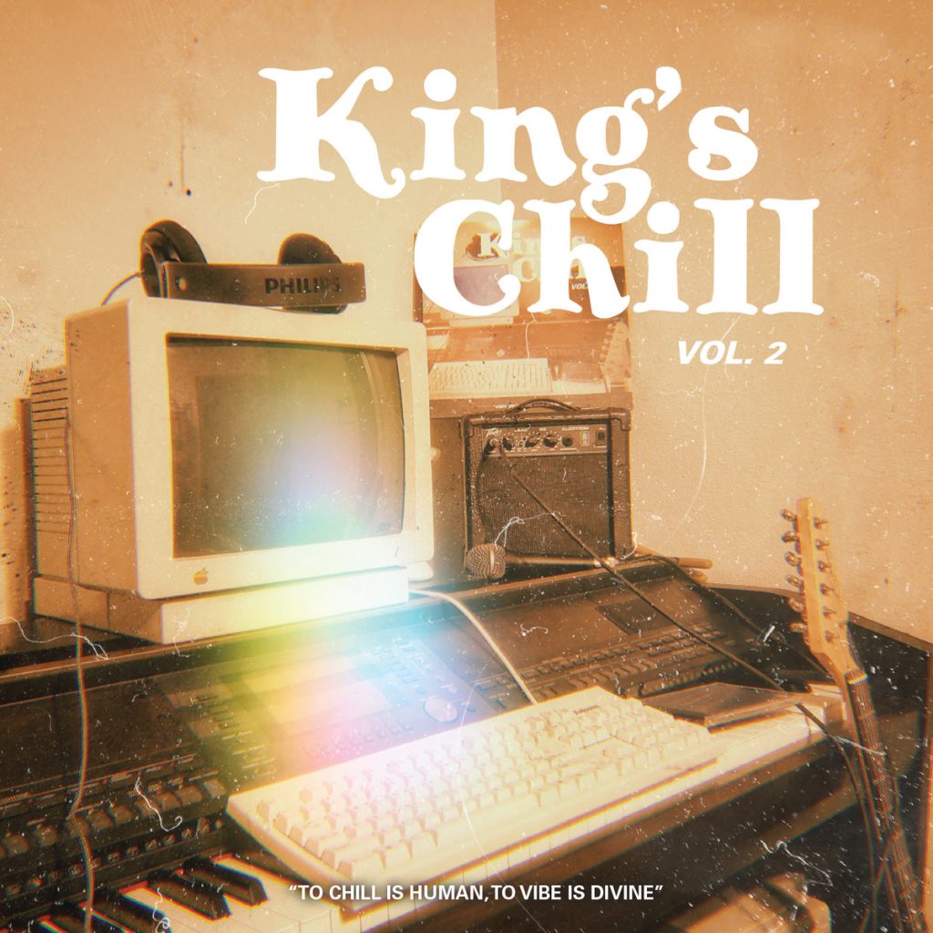 cover of the album King's Chill vol. 2, featuring an old desktop computer by some music equipment