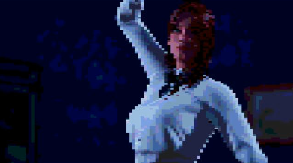 grainy image of a woman dancing