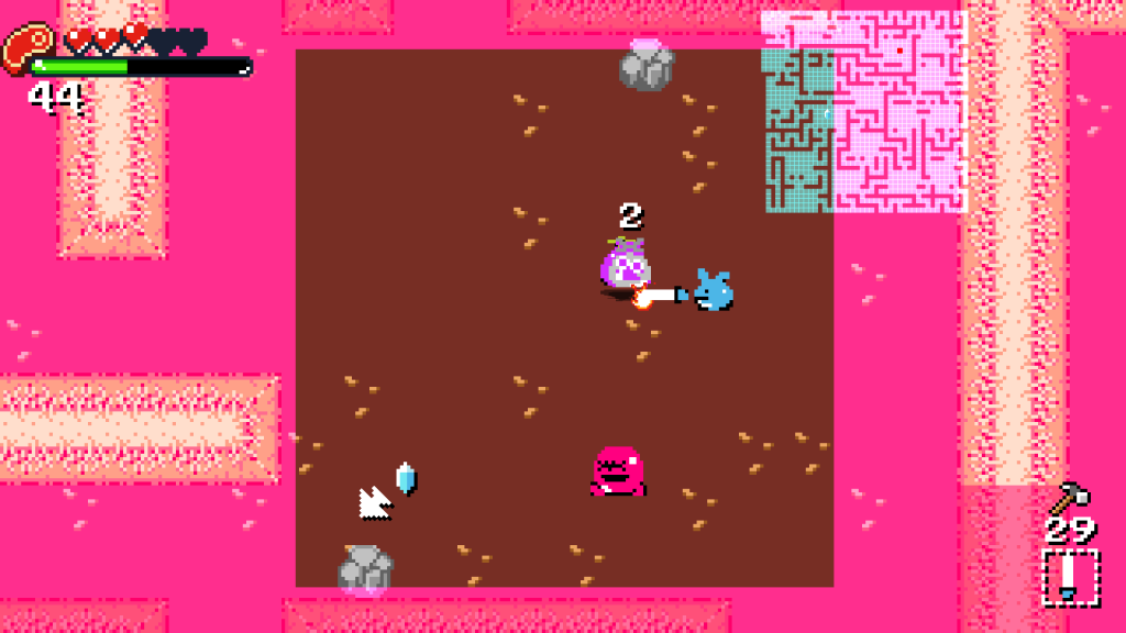 top down view of a blue guy hitting monsters with a sword