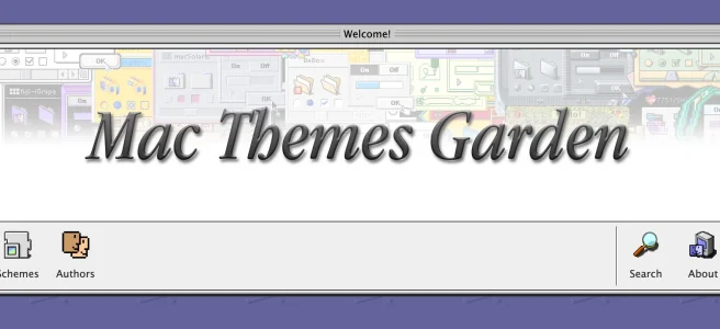 text saying Mac Themes Garden but it looks like it's on a 90s macintosh