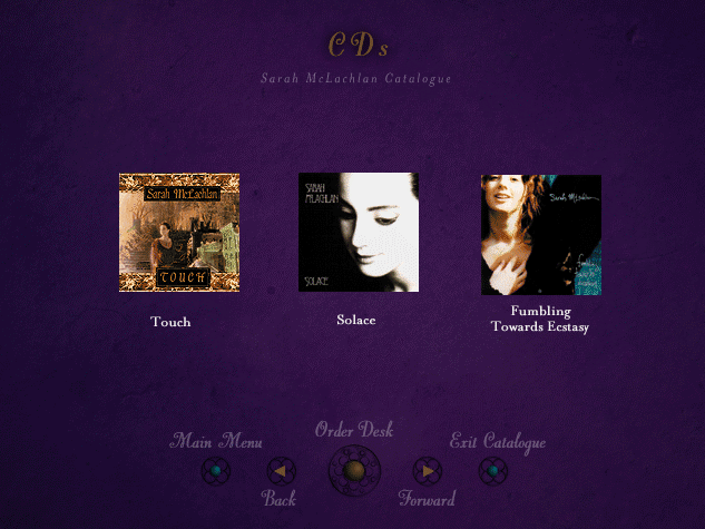 screenshot listing 3 of sarah's cds that you could buy.