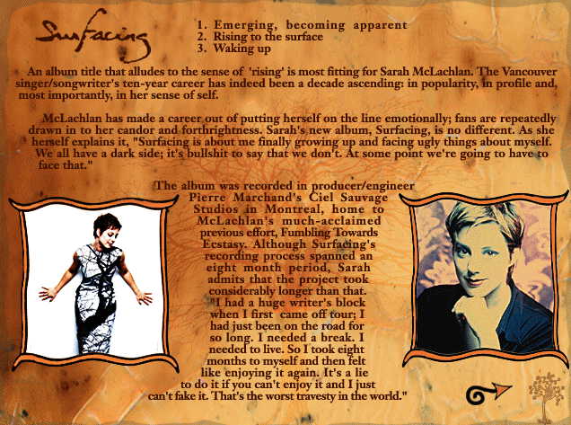 text about the making of the album Surfacing and where it was recorded