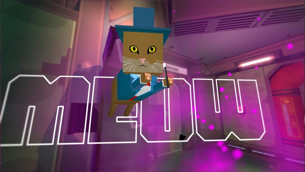 a cat dressed as a magician and the word "meow" appearing behind it
