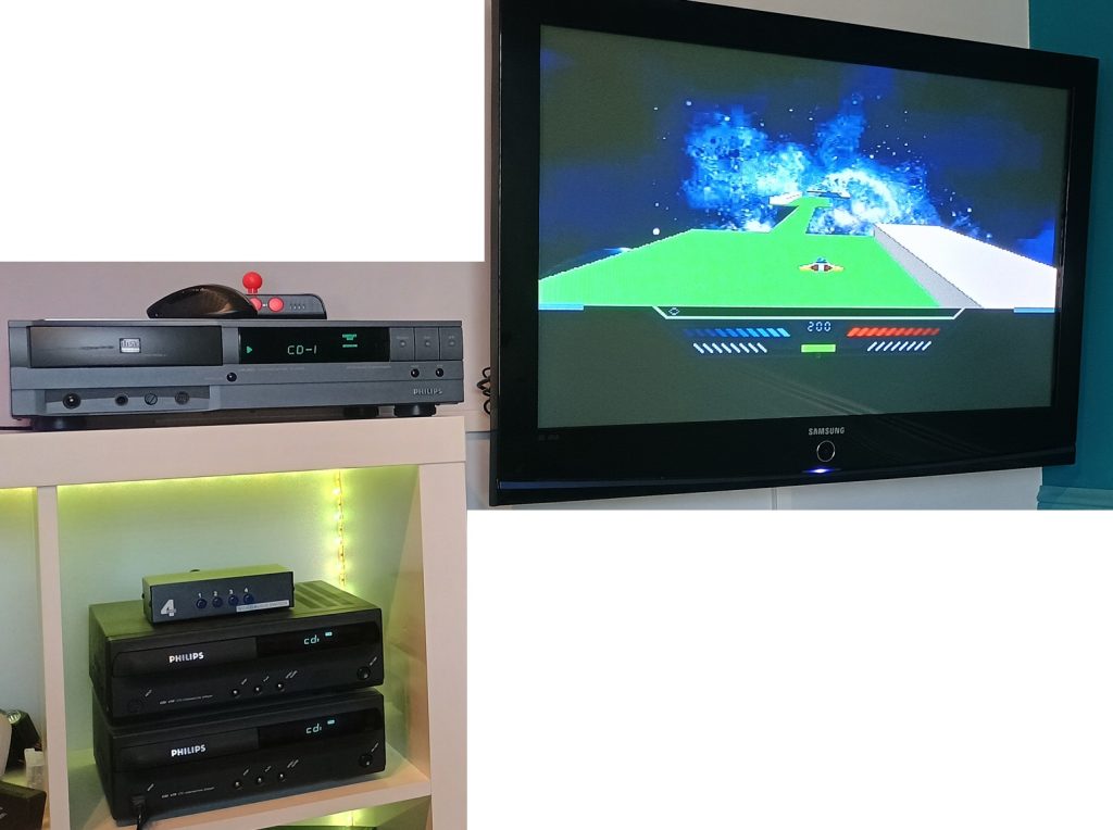 image of a game running on tv next to a philips cd-i
