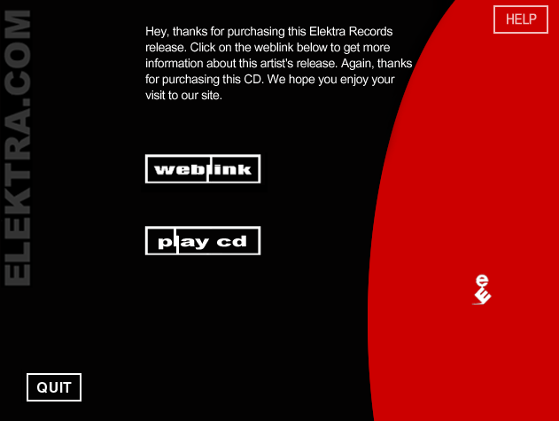 a message that thanks you for buying the cd and has a link to a webpage or just to play the cd