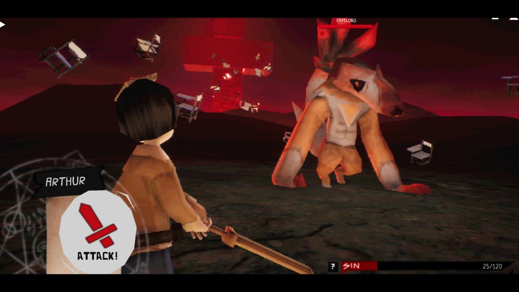 someone fighting a monster with a sword