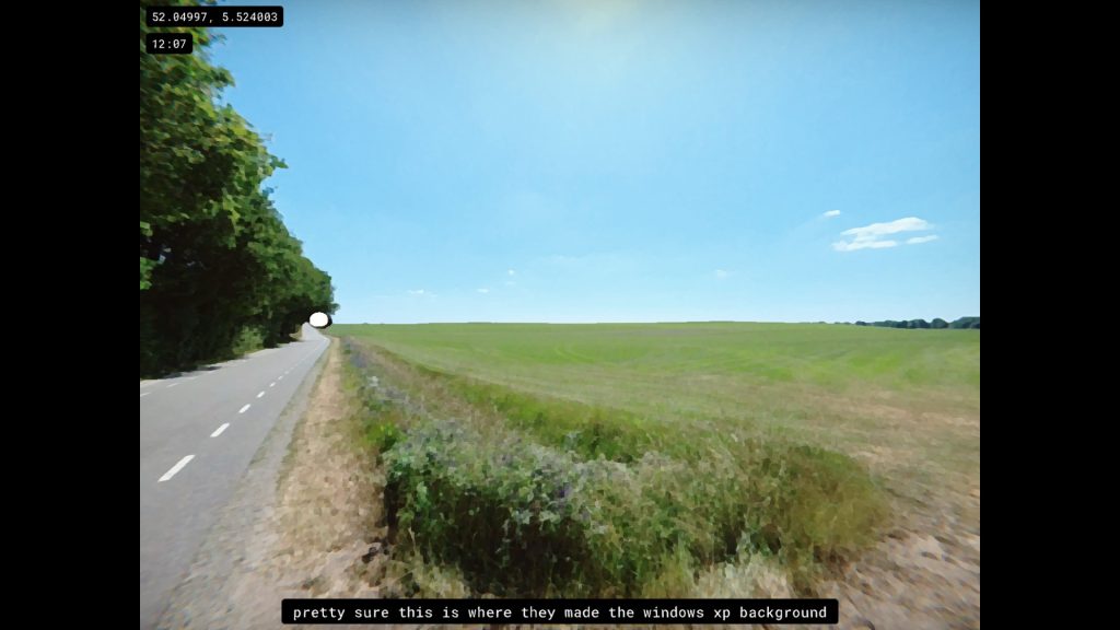 photo of a field and text saying "pretty sure this is where they made the windows xp background
