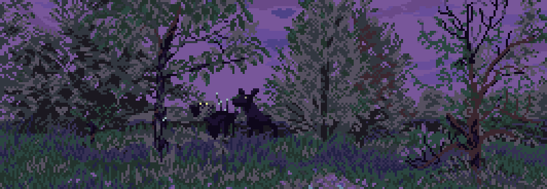 a gif of deer in the woods looking around at night