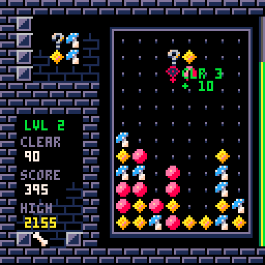 gif of blocks falling down a screen and blowing up, then the game prompting the player to choose a curse
