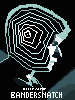 bandersnatch box art pixel art cover of a guy and a spiral laid over his head