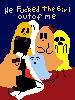 pixel art I did of the game's box of ghosts hugging a girl