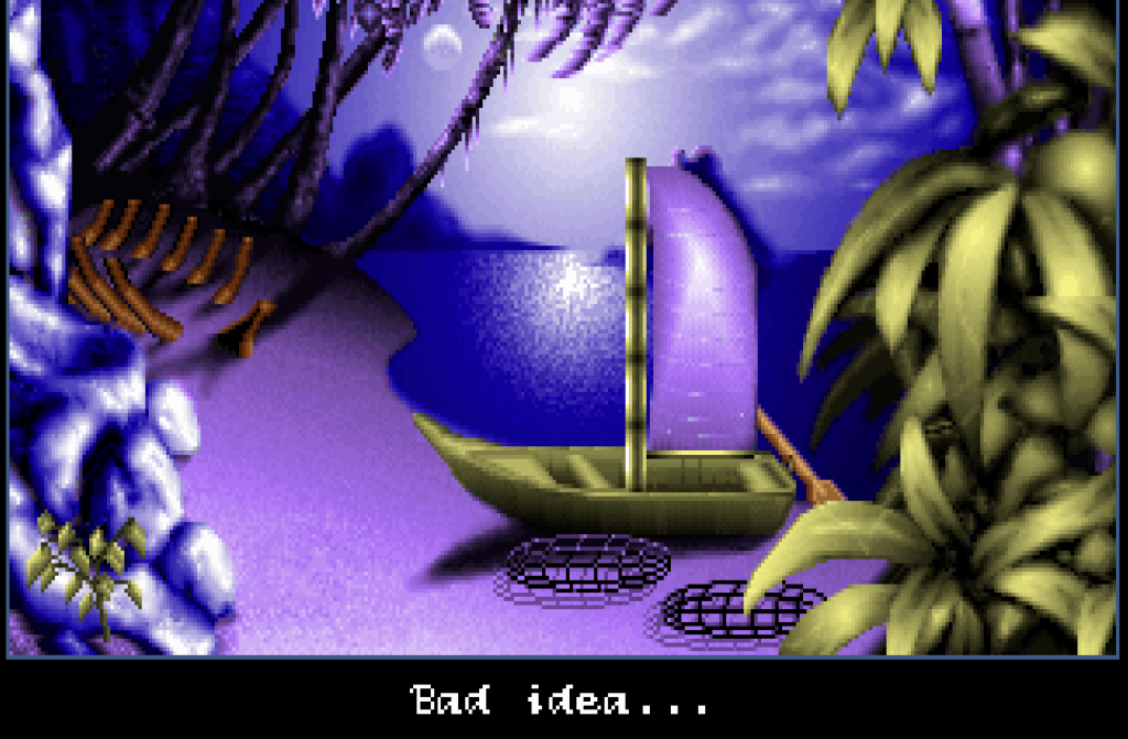 an illustration of a boat and text at the bottom saying "Bad idea..."