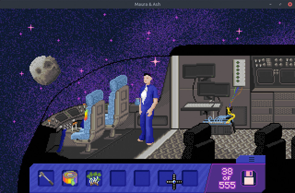 a person at the front of a space ship looking at space