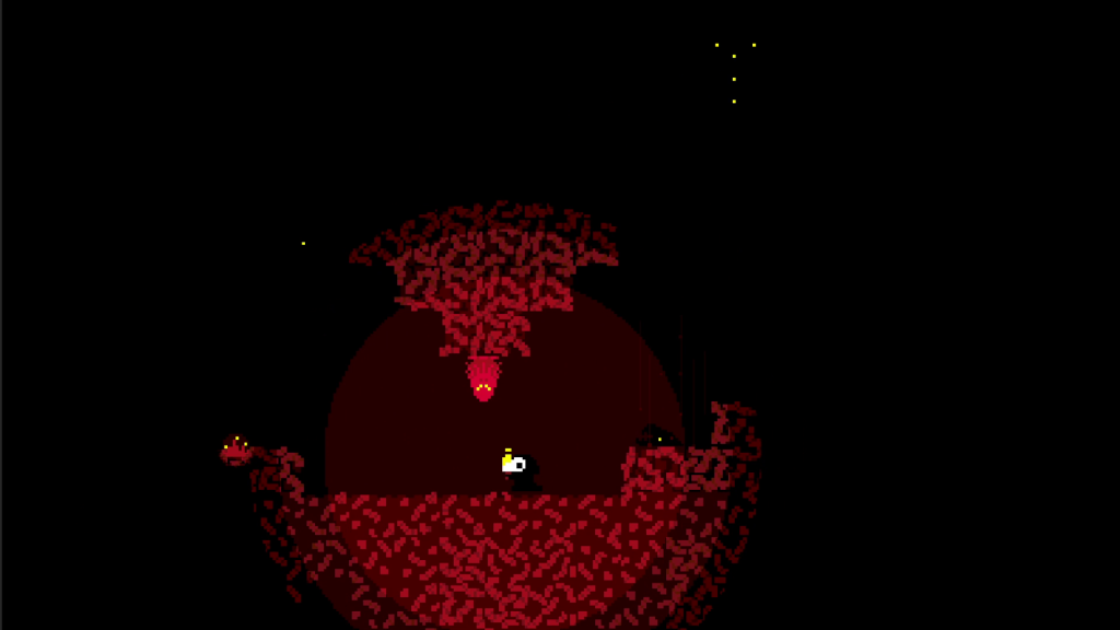 a underground cavern with small monsters and rocks filled with worms