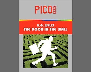 a silhouette of a man running in front of a hedge maze and it looks like an atari 2600 box