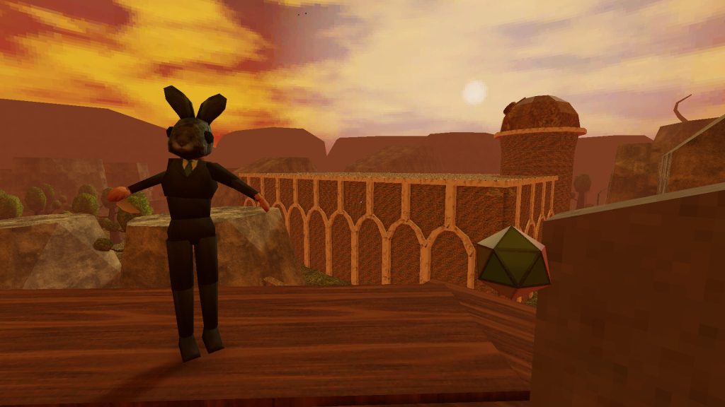 someone with a rabbit head looking at you at sunset