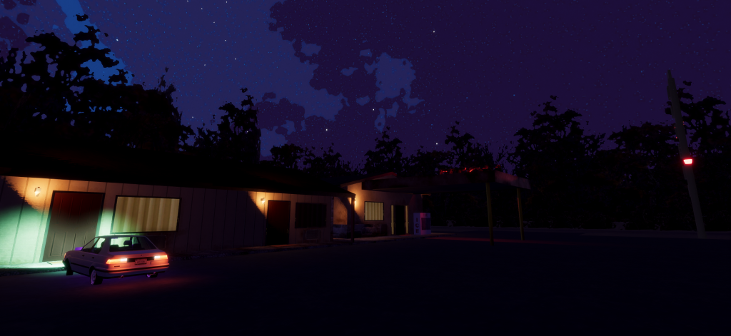 a motel at night