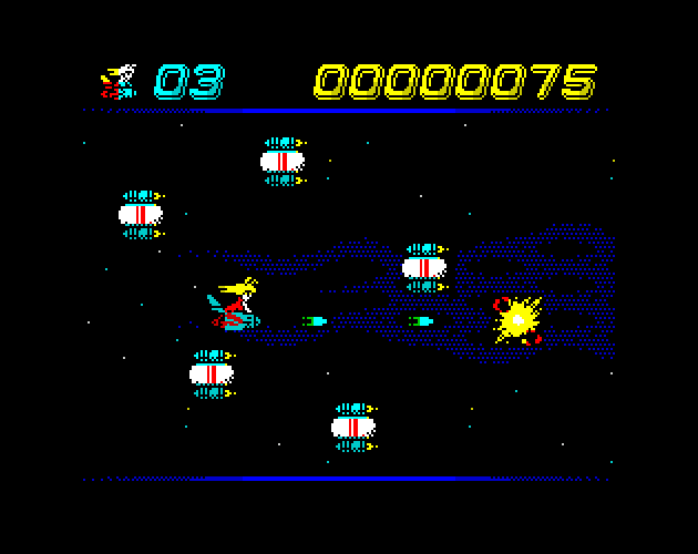 bunny girl riding on a space ship and shooting other space ships