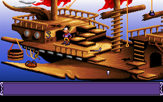 a goblin standing on a floating pirate ship