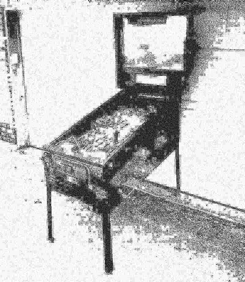 low res black and white image of a pinball table