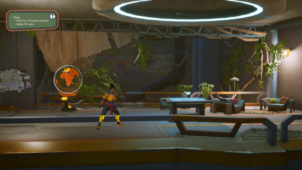 woman moving through a building