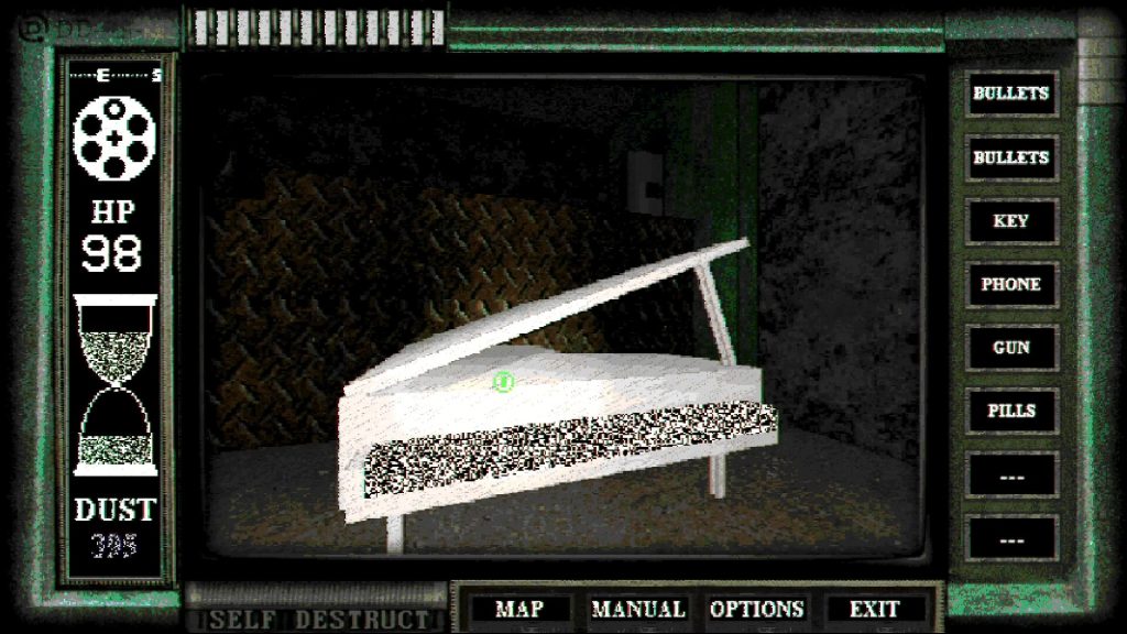 low res first person view of a piano