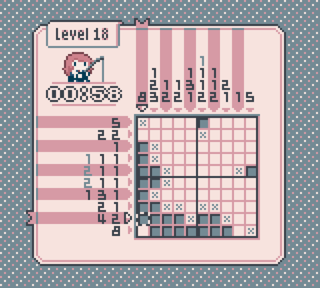 a picross board in progress of being filled