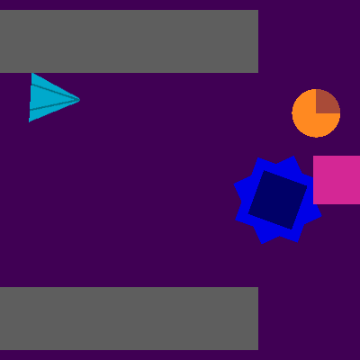 triangle flying in a maze