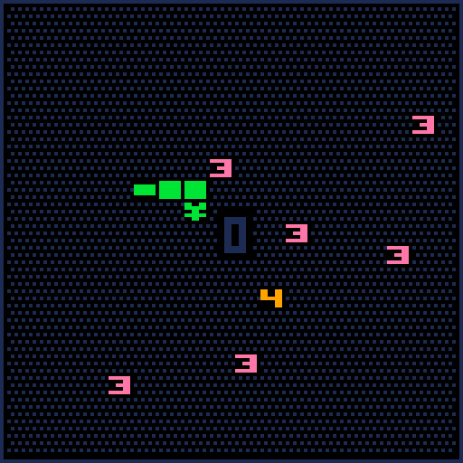 top down view of a snake pushing numbers around on a board